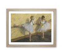 Ballet Ballerina Dancers Practicing At The Bar By Edgar Degas Classic Painting Framed Print | A2 Oak Framed Wall Art | Ready to Hang | Classic Historical Picture | Living Room Bedroom Lounge Office