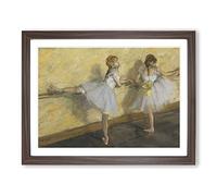 Ballet Ballerina Dancers Practicing At The Bar By Edgar Degas Classic Painting Framed Print | A2 Walnut Framed Wall Art | Ready to Hang | Classic Historical Picture | Living Room Bedroom Lounge Office