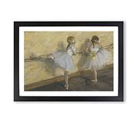Ballet Ballerina Dancers Practicing at The Bar by Edgar Degas Framed Print | A2 Black Framed Wall Art | Ready to Hang | Modern Nature Picture | Living Room Bedroom Lounge Office