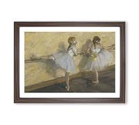 Ballet Ballerina Dancers Practicing at The Bar by Edgar Degas Framed Print | A2 Walnut Framed Wall Art | Ready to Hang | Modern Nature Picture | Living Room Bedroom Lounge Office