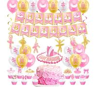 Ballet Birthday Party Supplies Ballerina Party Decoration Includes Ballet Happy Birthday Banner Ballerina Spirals Cake Cupcake Topper Balloons for Ballet Theme Party Dance Party Baby Shower