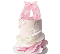 Ballet Cake Topper Ballet Shoes Birthday Decoration with Acrylic Ballet Shoes Pink Bow for Birthday Party