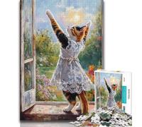 Ballet Cat Puzzles 1000 Pieces for Teenagers,Stress Reliever Difficult Challenge Deal As Gifts for The Whole Family (38x26cm)