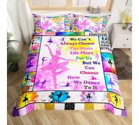 Ballet Dance Comforter Cover Double, Ballet Princess Dancer Bedding Sets for Girls Kids Bedroom Decor, Dance Theme Bed Set Ballerina Silhouette Modern Art Duvet Cover 3 Piece, No Comforter