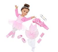 Ballet Dance Dress For 18Inch Girl Dolls Dancing Practice Outfit Breathable Tutu Skirt Shoe Pretend Play Doll Clothes Easy Change Doll Ballet Dress