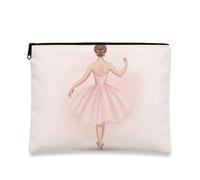 Ballet Dance Makeup Bag, Elegant Peach Dancer Cosmetic Travel Pouch for Women, Portable Canvas Zipper Organizer, Spring Beauty Accessory, Peach, 7x9 Inch, Ballet