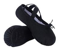 Ballet Dance Shoes Gymnastics Yoga Shoes Split Sole Leather Flats for Girls Ladies Womens Kid's and Adult's Black, Adult UK2.5/EU35/22.5cm/8.85Inch