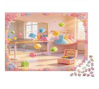 Ballet Dance Studio 1000 Piece Jigsaw Puzzle Paper for Adults Pink Floral Scene Focus Game Relax Decor 52x38cm/1000pcs