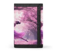 Ballet Dancer Cherry Flowers Casual Mens Credit Card Holder Wallets for Women Slim Durable Purse with ID Window