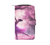 Ballet Dancer Cherry Flowers Long Purses for Women Leather Card Holder Mens Wallet Coin Purse