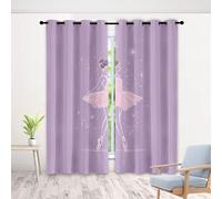 Ballet Dancer Curtains 72 Inch 2 Panels, Purple Star 3D Pattern Drapes with Eyelet Thermal Insulated Curtain, Kid Modern Blackout Curtains for Bedroom Living Room, 52" x 72"