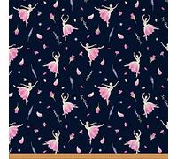Ballet Dancer Floral Fabric by The Yard - Elegant Upholstery Material for DIY Projects, Outdoor Use - Pink Purple (L92*W150cm) 1 Yard