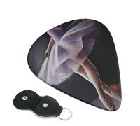 Ballet Dancer Guitar Picks 6 Pack with Leather Guitar Pick Holder Keychain, Plectrum Key Fob Cases Bag, Abstract Art Plectrum for Acoustic Electric Guitar, Ukulele 0.71mm