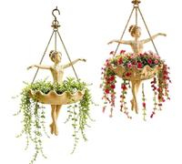 Ballet Dancer Hanging Planter Ballet Teacher Gift with Metal Chains，2pc | Hanging Basket for Trailing Succulents, Spider Plants Indoor Outdoor Garden Decor