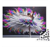 Ballet Dancer Jigsaw Puzzles Puzzle for Adults Kids. 1000 Piece Peacock Feather Skirt Great Gifts Challenge Toy Educational Games Home Decoration for Adults& Kids Age 14 Years Up 1000pcs (75x50cm)