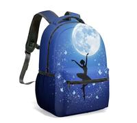 Ballet Dancer Moon Silhouette 16 Inch Backpack Starry Butterfly All Over Print Dance Bag for Girls School Kids (03)
