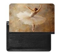 Ballet Dancer Passport Holder Cover Wallet Card Case with Vaccine Card Slot Travel Accessories for Women Men