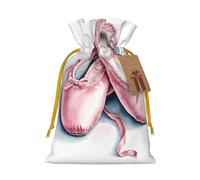 Ballet Dancer Print Christmas Burlap Drawstring Gift Bags Reusable Gift Bags, Holiday Packaging With Rustic Charm