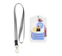 Ballet Dancer Print Id Badge Holder with Lanyard Wallet, Pu Leather Id Badge Card Holder with 1 Clear Id Window and Neck Lanyard(2pcs)