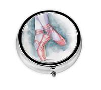 Ballet Dancer Print Pill Box for Pocket Round Pill Box 3 Compartment Decorative Portable Travel Pill Holder Tablet Vitamin Organizer Mini Pill Case(2pcs)