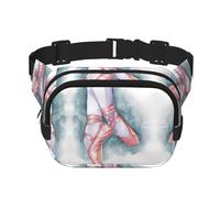 Ballet Dancer Print Unisex Square Double Layer Waist Bag Trendy Crossbody Fanny Pack Travel Workouts, Black, One Size