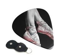 Ballet Dancer Printed Guitar Picks, 6 Pack with Leather Keychain Pick Holder - 0.46mm, 0.71mm, 0.96mm Assorted Thickness for Acoustic Ukulele, Electric Guitar, Acoustic Guitar, Bass