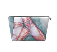 Ballet Dancer Printed Leather Travel Toiletry Makeup Bag with Silver Zipper for Women on the Go