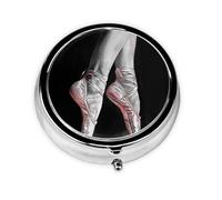 Ballet Dancer Printed Round Pill Organizer with 3 Compartments, Portable Mini Pill Box Pill Case for Medicine, Vitamin, Fish Oil, Supplements