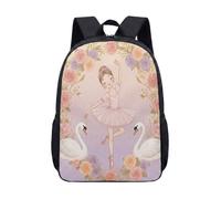 Ballet Dancer Silhouette Moon Backpack 17 Inch for Girls Teens School Butterfly Starry Night Sky Student Bag (05)