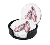 Ballet Dancer The Circular Leather Coaster Comes In A 6-Piece Set With A Dedicated Storage Box For Easy Storage And Cleaning