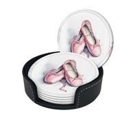 Ballet Dancer The Circular Leather Coaster Comes In A 6-Piece Set With A Dedicated Storage Box For Easy Storage And Cleaning