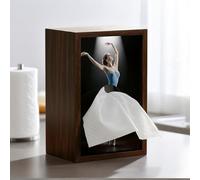 Ballet Dancer Tissue Box,Wooden Napkin Dispenser,Decorative Flying Skirt Napkin Dispenser,Elegant Desktop Paper Holder for Bedroom Living Room Decor,Unique Gift for Ballet Lovers