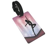 Ballet Dancer Under The Stars 2 Pcs Luggage Tags, Privacy Cover ID Label Loop and Address Card for Travel Bag Suitcase