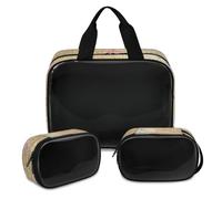 Ballet Dancer Vintage Music Note Makeup Bag for Women Men, Translucent Cosmetic Bag Wash Pouch Shower Bag 3 Pcs Travel Toiletry Toiletries Cosmetic Organizer