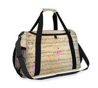 Ballet Dancer Vintage Music Note Travel Duffel Bag for Girls Boys Women Men Weekend Overnight Bag Shoulder Tote Luggage Handbag for Travel Sports Gym