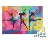 Ballet Dancers Colourful Background 1000 Piece Jigsaw Puzzle Paper for Adults Puzzle Game for Family Stress Relief Focus Home Decor Gift 70x50cm/1000pcs