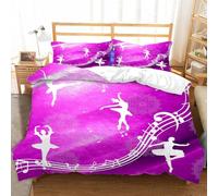 Ballet Dancers Super King Size Duvet Cover Sets 3D Printed Microfiber Musical Melody Bedding Set Ultra-Soft Quilt Cover 260 x 220 cm with Zipper Closure and 2 Pillowcases 50x75 cm a_1338