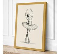 Ballet en Pointe Minimalist Canvas Wall Art Print 36x24 Inch