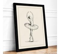 Ballet en Pointe Minimalist Framed Wall Art Print A3 (42×29.7cm) Black, Wall Decor for Living Room, Bedroom, Office & Home, Ready to Hang, Art Gift