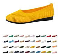 Ballet Flats for Women Summer Slip on Knit Dress Shoes Round Toe Comfortable Wedding Party Prom Dress Sandals Fashion, 08-Yellow, 37