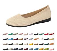 Ballet Flats for Women Summer Slip on Knit Dress Shoes Round Toe Comfortable Wedding Party Prom Dress Sandals Fashion, 16-Beige, 43