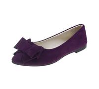 Ballet Flats for Womens Size 4.5 Bow-Knot Pointed Toe Wedding Shoes Women's Solid Color Casual Suede Pumps Loafers Ladies Dolly Ballerina Work Office Formal Slip On Flats Shoes Purple