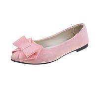 Ballet Flats for Womens Size 4 Bow-Knot Pointed Toe Wedding Shoes Women's Solid Color Casual Suede Pumps Loafers Ladies Dolly Ballerina Work Office Formal Slip On Flats Shoes Pink
