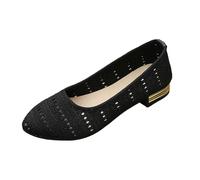 Ballet Flats Women's 2026 Mesh Breathable Low Block Heel Elegant Inch Work Shoes Lace Toe Women Heel Shoes Thick Heel for Office Work Bride Wedding Party, black, 8 UK