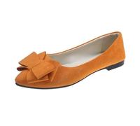Ballet Flats Women's Elegant Summer and Autumn Lightweight Suede Pointed Shallow Mouth Soft Bottom Bow Single Shoes Daily Dating Commuting Large Size Ballet Shoes Flat Shoes for Everyday Travel