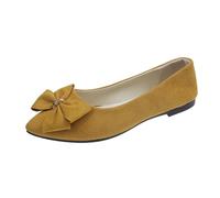 Ballet Flats Women's Elegant Summer and Autumn Lightweight Suede Pointed Shallow Mouth Soft Bottom Bow Single Shoes Daily Dating Commuting Large Size Ballet Shoes Flat Shoes for Work Travel