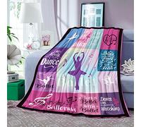 Ballet Gifts for Girls, Soft Cozy Ballet Blanket Throw, Ballerina Fleece Flannel Blanket, Ballet Dancer Gifts for Dance Lovers Recital Teacher Coach Cheerleader Women Kids Teen Birthday, 130x152 cm