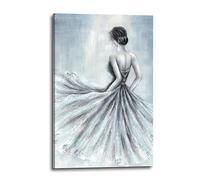 Ballet Girl Canvas Wall Art: Large Living Room Bedroom Modern Ballerina Picture Vertical Beautiful Abstract Dancer Grey Artwork Contemporary Dancing Painting Print for Home Office