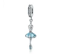 Ballet Girl Charm 925 Sterling Silver Dance Charm Anniversary Charm Heart Charm for Pandora Charm Bracelet, One Size, Sterling Silver, sterling silver