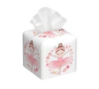 Ballet Girls Tissue Box Holder, Ballerina Flower Square Tissue Box Cover Leather Paper Napkin Dispenser Cube for Living Room Office Car Bathroom Décor